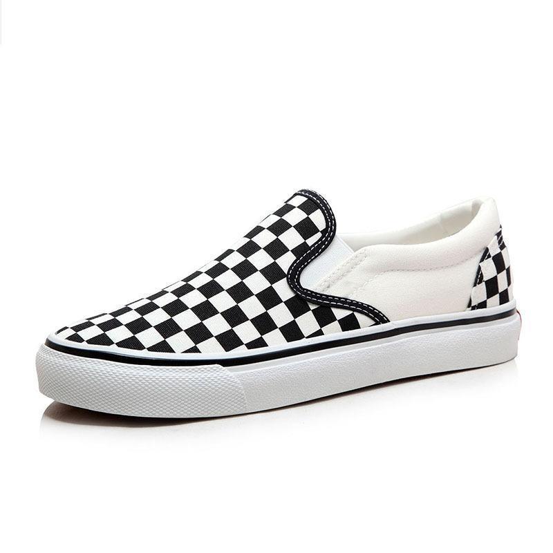 Women Checkered Flat Casual Canvas Sneakers