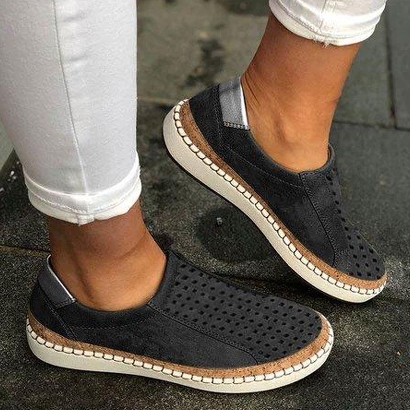 Women Flat Heel Casual Shoes PU Elastic Band Daily Sneakers