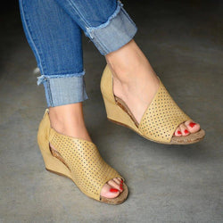 Women Cut-outs Slip On Wedges Sandals