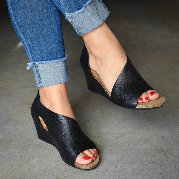 Women Cut-outs Slip On Wedges Sandals