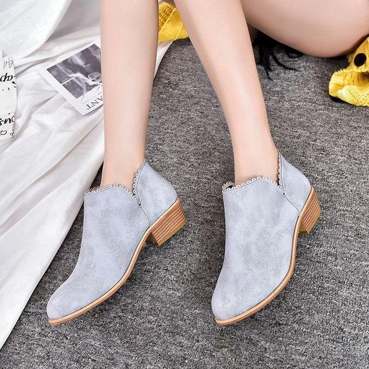 Women Booties Slip On Low Heel Ankle Plus Size Shoes